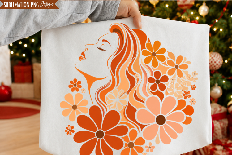 Floral Woman Silhouette PNG Design, Tags: woman silhouette