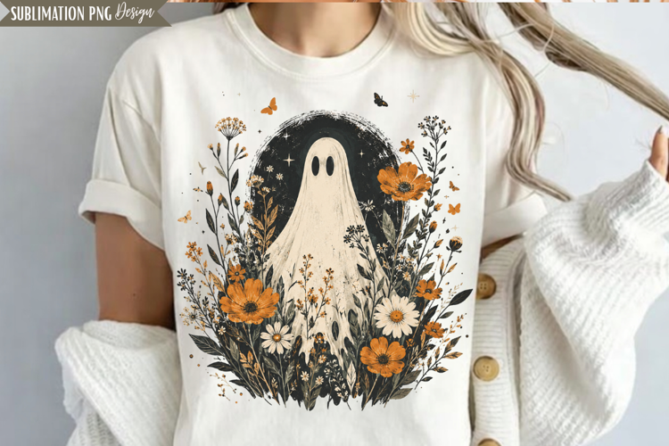 floral ghost png, halloween ghost png, spooky ghost png