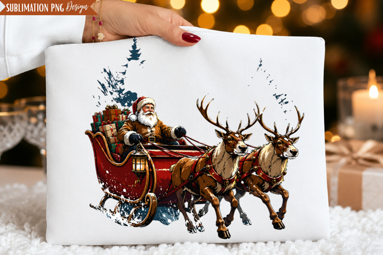 santa sleigh png, christmas santa png, christmas reindeer