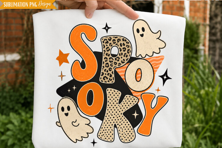 spooky ghost png, halloween ghost png, spooky typography example image 1
