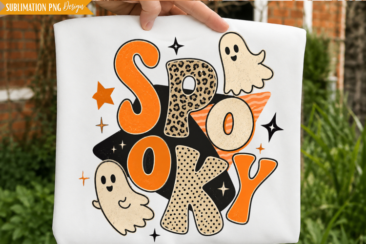 spooky ghost png, halloween ghost png, spooky typography