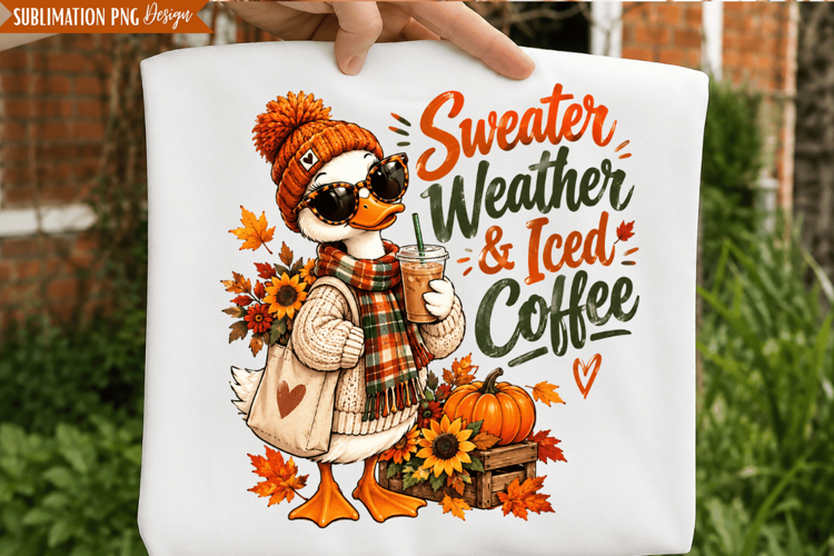 sweater weather png, iced coffee png, fall coffee png