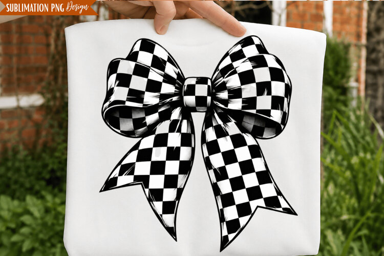 checkered bow png, black white bow, bow png design, checkerb example image 1