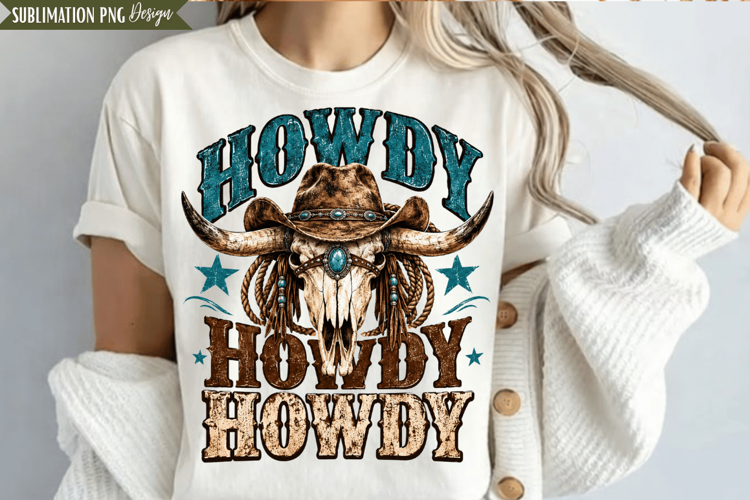 howdy png, western png, western skull png, cowboy png design