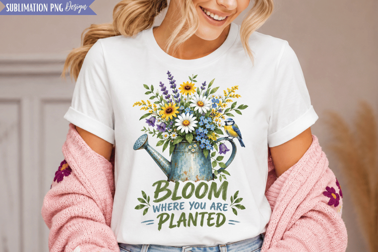 bloom where planted, floral quote png, flower png design