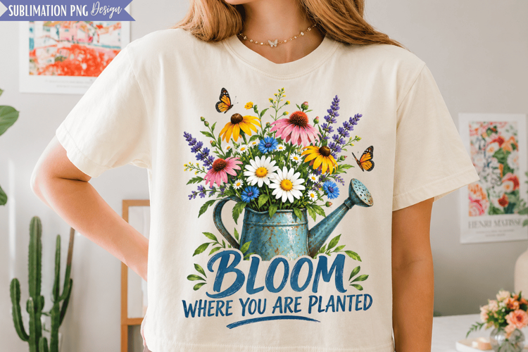 bloom where planted, floral quote png, flower png design