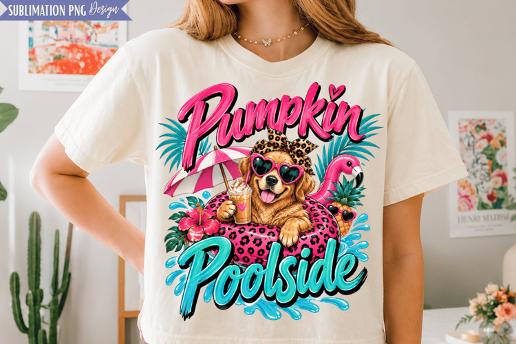 pumpkin poolside png, summer pumpkin png, fall summer png