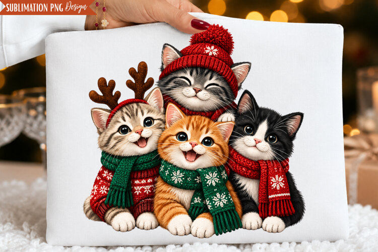 Christmas Cats PNG Design, christmas cats png, christmas cat example image 1