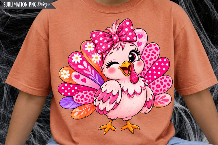 Pink Bow Chicken PNG Design, pink chicken png, cute chicken example image 1