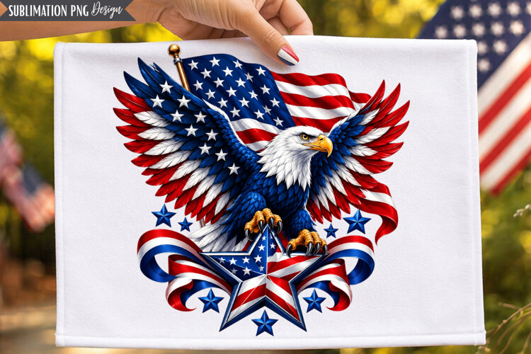 Patriotic Eagle Flag PNG Design, patriotic eagle png, eagle example image 1