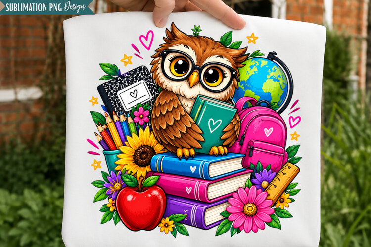 Back To School Owl PNG Design, back to school owl, school ow example image 1