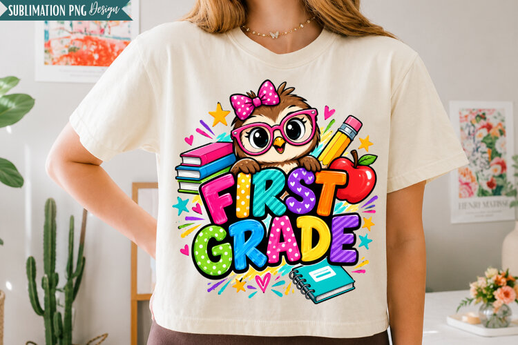 First Grade Owl PNG Design, first grade png, 1st grade png, example image 1
