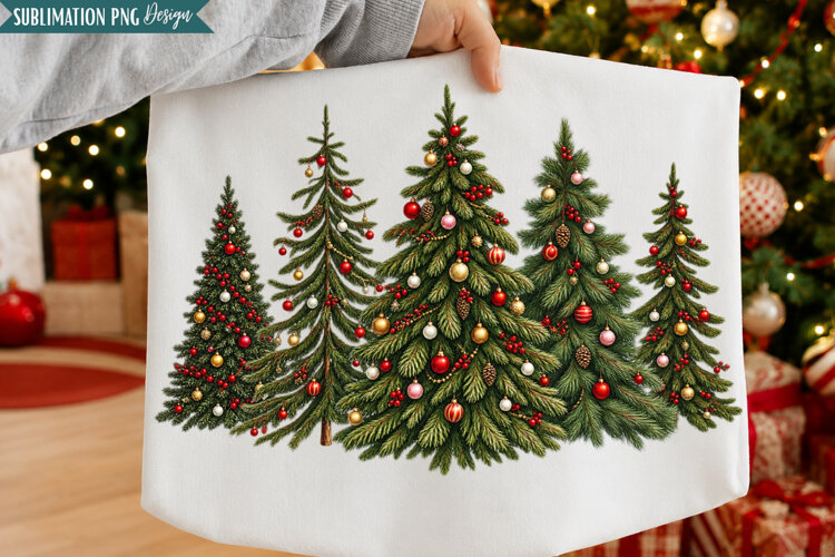 Christmas Tree Trio PNG Design, christmas tree png, christma example image 1