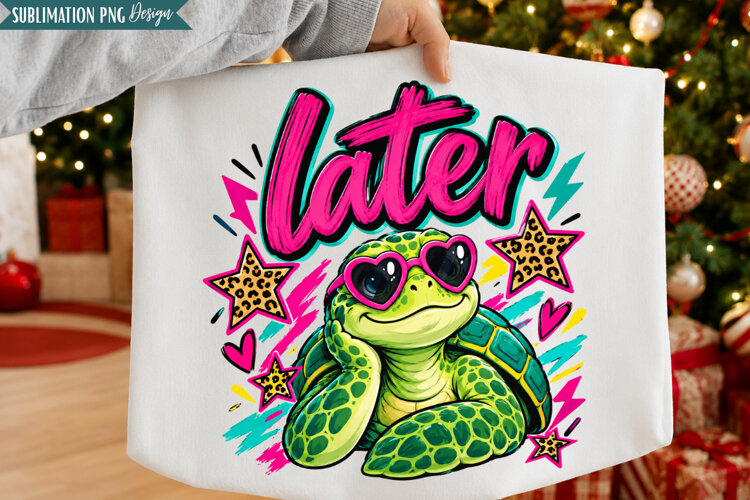 Later Turtle Retro PNG Design, later turtle png, turtle png, example image 1