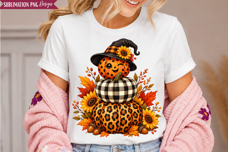 Leopard Pumpkin Stack PNG Design, leopard pumpkin png, pumpk example image 1