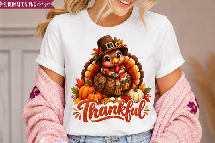 Title: Thankful Turkey Fall PNG Design, thankful turkey png example image 1