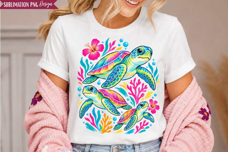 Tropical Sea Turtle PNG Design, sea turtle png, tropical example image 1