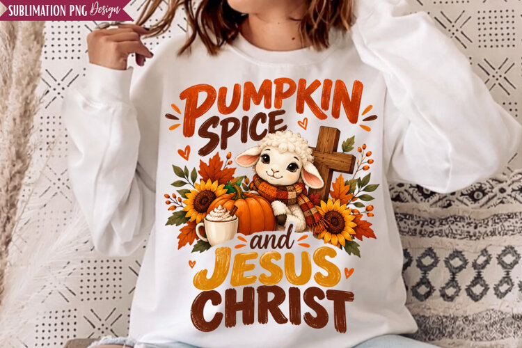 Pumpkin Spice Jesus PNG Design, pumpkin spice jesus, jesus example image 1