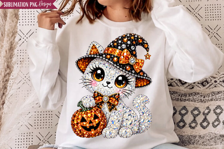 Witch Cat Halloween PNG Design, witch cat png, halloween cat example image 1