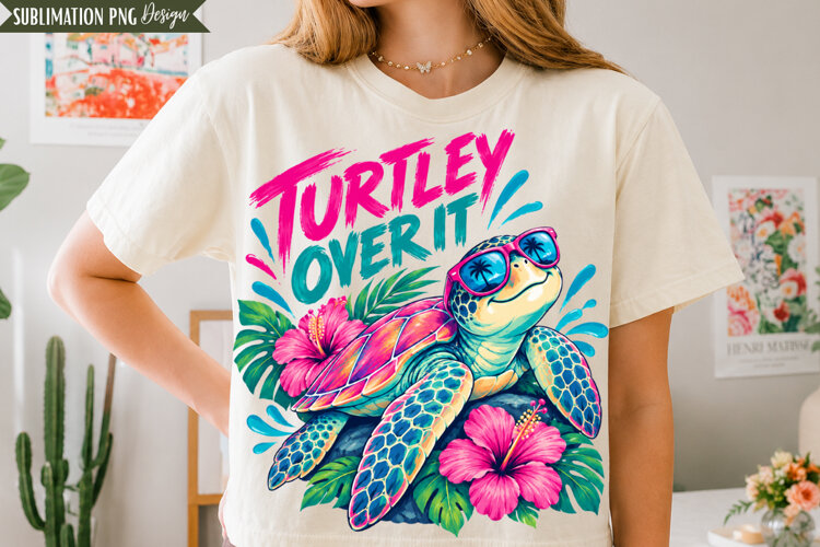 Turtley Over It PNG Design, turtley over it png, sea turtle example image 1