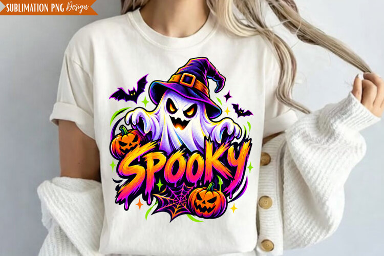 Spooky Ghost Halloween PNG Design, spooky ghost png, hallowe example image 1