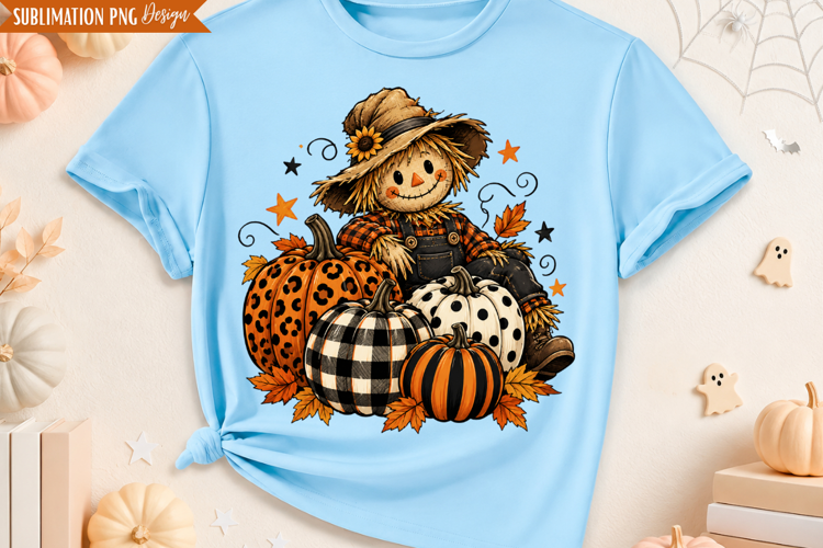 Fall Scarecrow Pumpkin PNG Design, fall scarecrow png