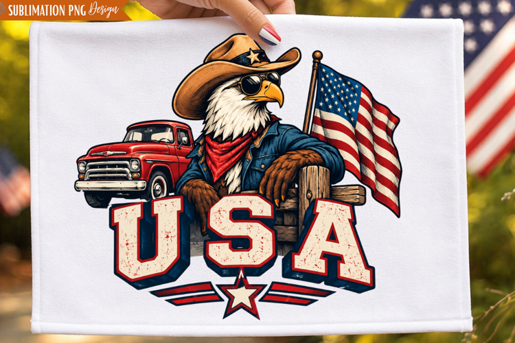 Patriotic Cowboy Eagle PNG Design, patriotic eagle png, cow