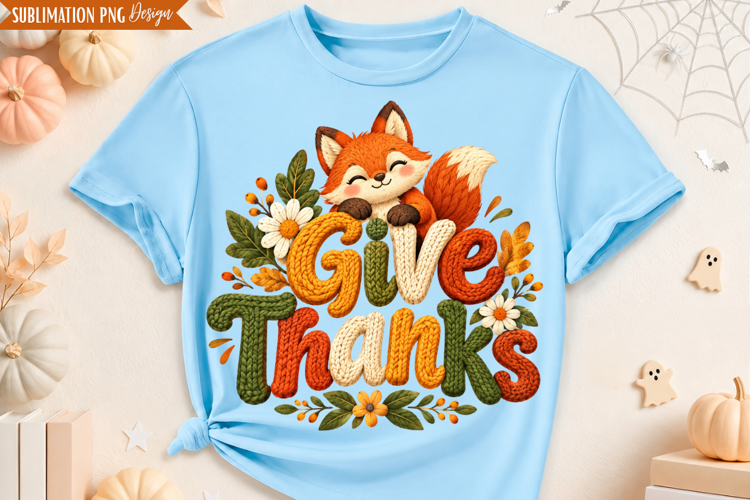 Give Thanks Fox PNG Design, give thanks png, thanksgiving