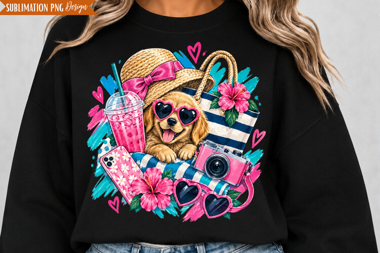 Tropical Vacation Girl PNG Design, tropical vacation png, example image 1