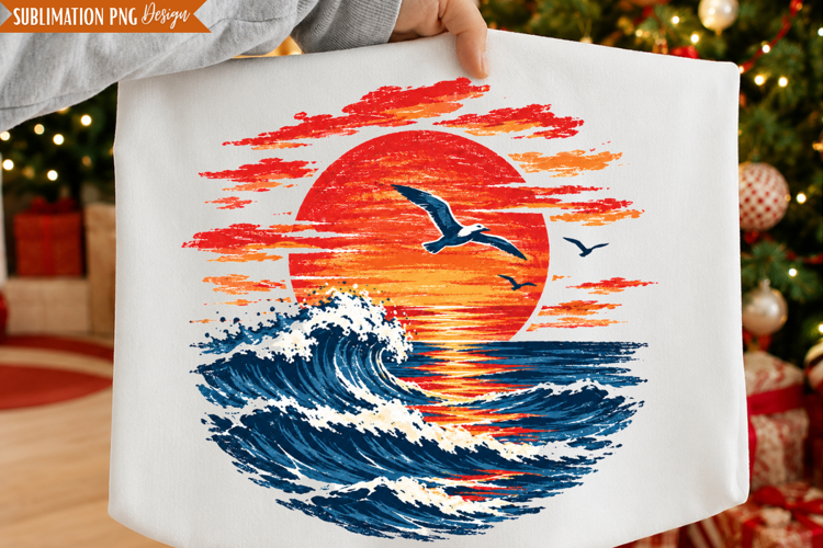 Ocean Sunset Dolphin PNG Design, ocean sunset png, dolphin