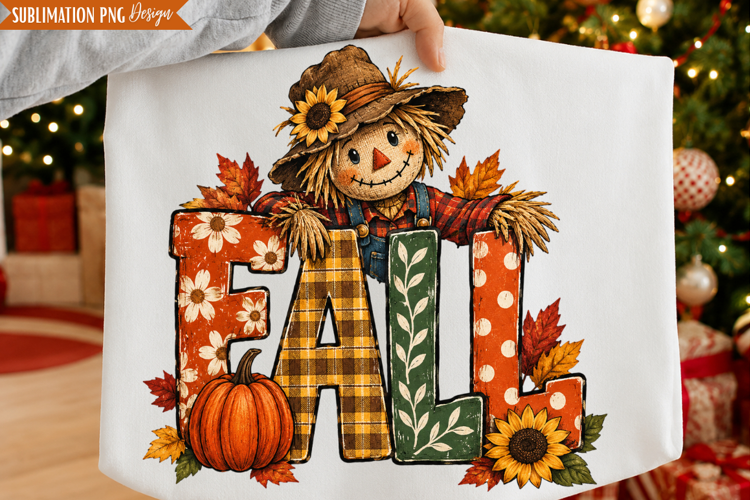 Fall Scarecrow Floral PNG Design, fall scarecrow png, scarec