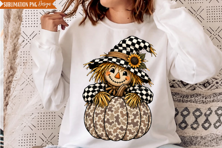 Fall Scarecrow Pumpkin PNG Design, fall scarecrow png, scare