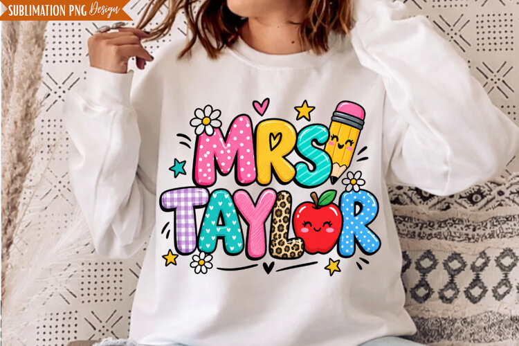 Custom Teacher Name PNG Design, custom teacher png, personal example image 1