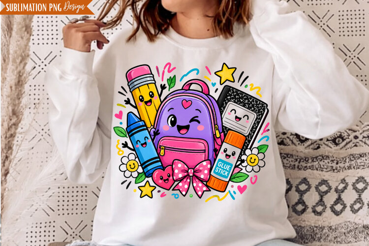 Colorful School Supplies PNG Design, school supplies png, example image 1