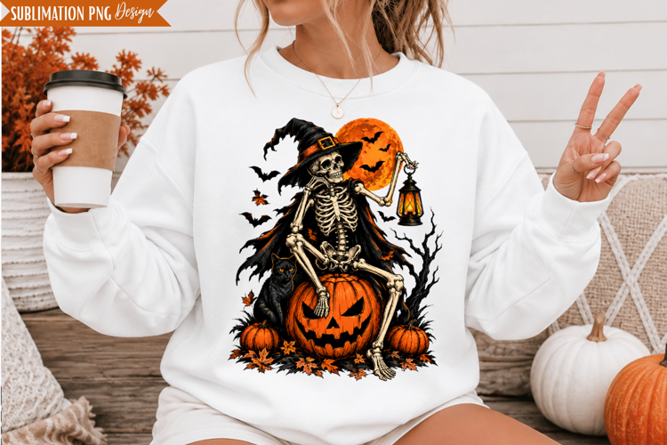 Skeleton Pumpkin Halloween PNG Design, skeleton pumpkin png,