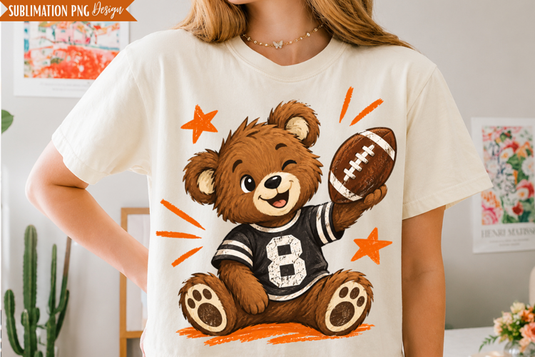 Football Teddy Bear PNG Design, football teddy bear, footba