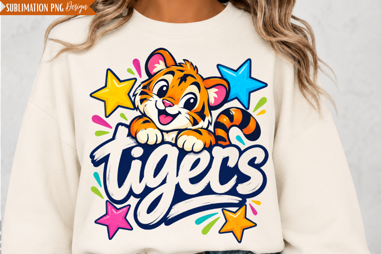 Colorful Tigers Mascot PNG Design, tigers png, tiger mascot