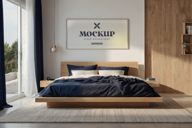 Mockup photo frames in modern bedrooms