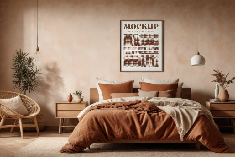Mockup photo frames in modern bedrooms example image 1