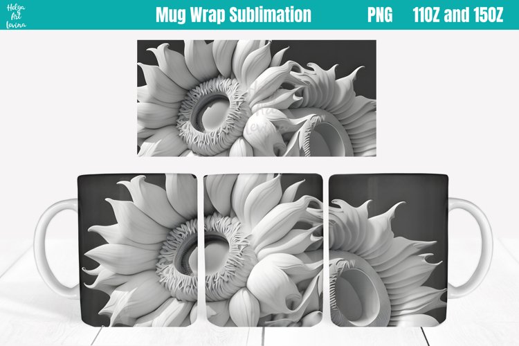 3D Flowers Mug Sublimation 11OZ and 15OZ example image 1
