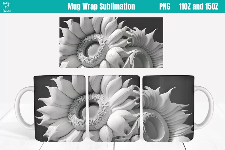 3D Flowers Mug Sublimation 11OZ and 15OZ