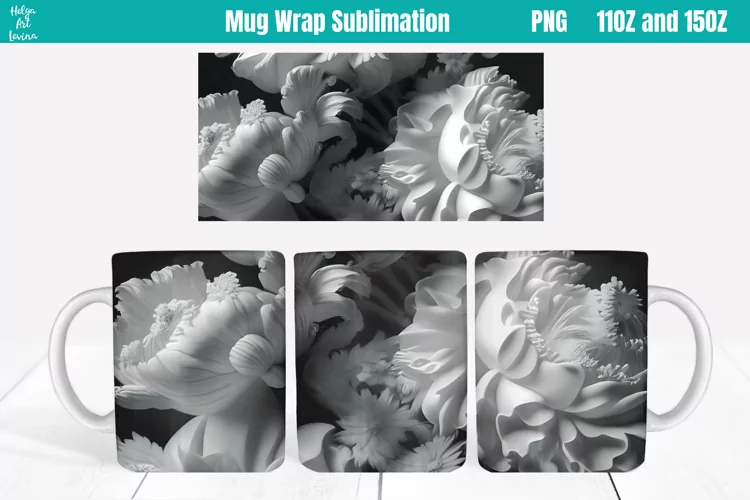 3D Flowers Mug Sublimation 11OZ and 15OZ