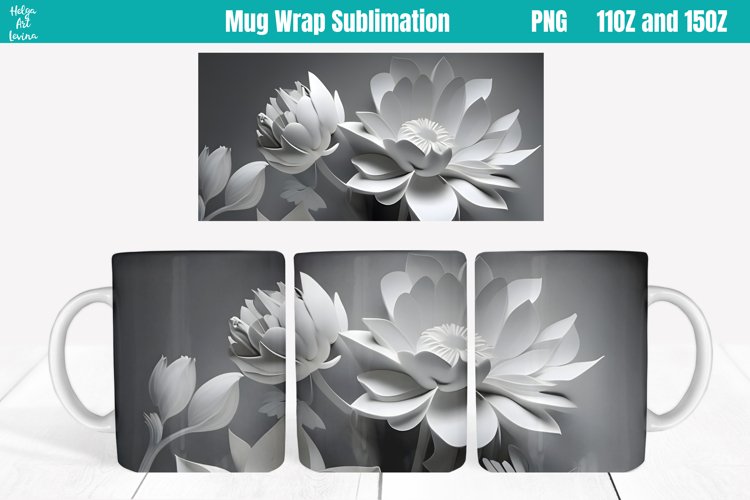 3D Flowers Mug Sublimation 11OZ and 15OZ example image 1