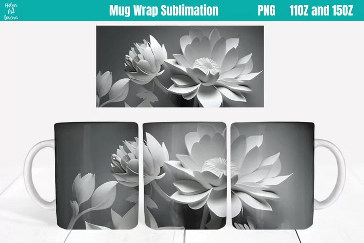 3D Flowers Mug Sublimation 11OZ and 15OZ