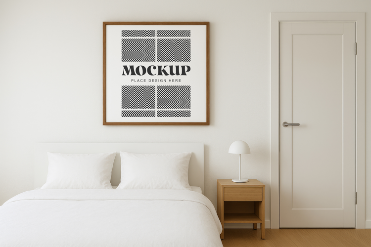 Mockup photo frames in modern bedrooms