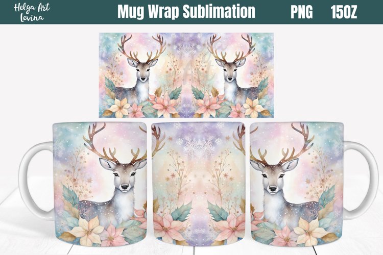 Cute Deer Mug Wrap 15 oz Sublimation