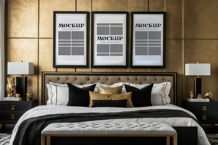 Mockup photo frames in modern bedrooms example image 1