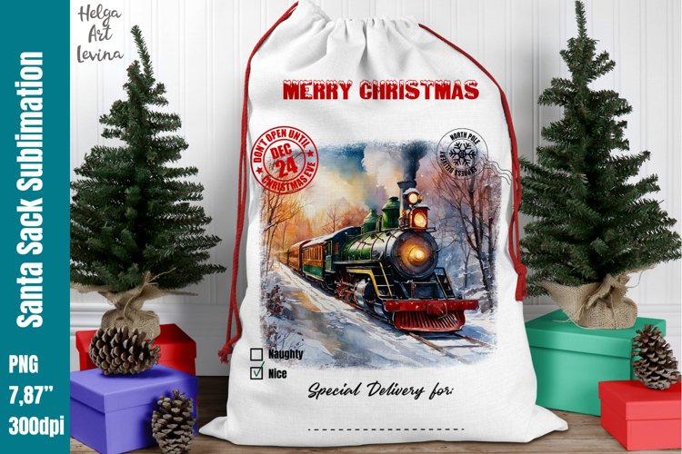 Christmas Santa Sack Sublimation | Christmas Train