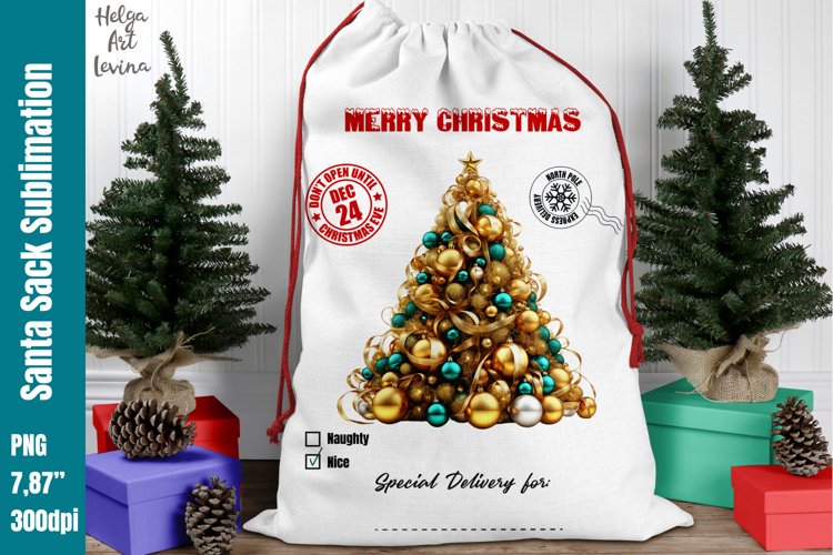 Christmas Santa Sack Sublimation | Christmas Tree