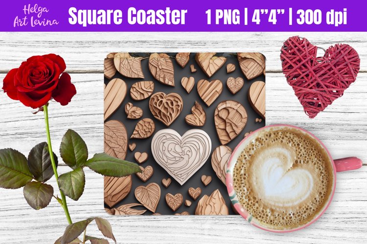 Square Coaster Sublimation | Valentine's Day